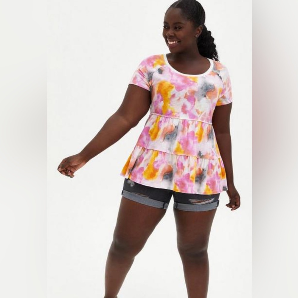 💖 Torrid Babydoll Slub Scoop Neck Tiered Top 3X